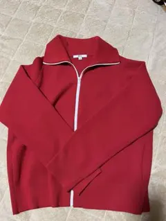 UNIQLO : C ミラノリブフルジップカーディガンRED L ユニセックス赤