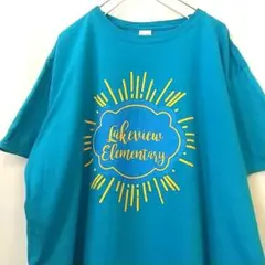 ギルダン 鉛筆ロゴTシャツ XL ターコイズブルー スクール カレッジ ゆるだぼ