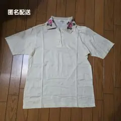 【匿名配送】花柄襟半袖ポロシャツ Mサイズ　日本製