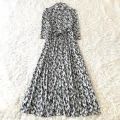 2025年 コルコバード✨シャツワンピース マキシ総柄 ベルト 白 青 36