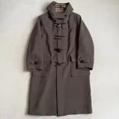 希少✨バーバリーズ ヘリンボーン ロング ダッフルコート チェック 袖ファー付き バーバリーズ】ダッフルコートヘリンボーングレーノバチェックM