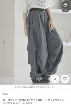 Anui カーゴパンツ TRタックパラシュートパンツ ページボーイ　M2