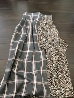 &.NOSTALGIA チェック柄 ヒョウ柄 フレアスカート M