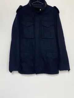 coen ステンカラーコート L ネイビー