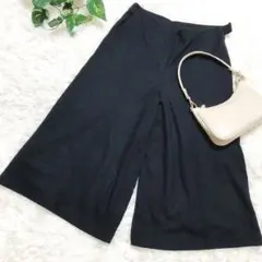 ensuite エンスウィート ウール100%ワイドパンツ　ネイビー2