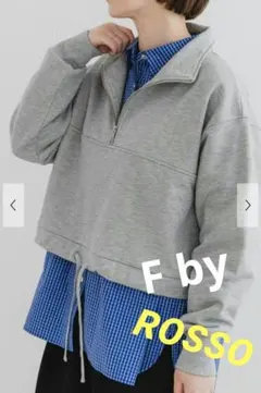 ★F by ROSSO★ハーフジップ スウェット ドロスト クロップド ショート