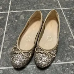 グリッター ゴールド バレエシューズ