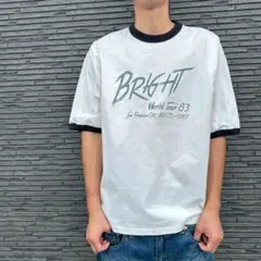 モノマート リンガーTシャツ ロゴプリント モノトーン ホワイト M｜カジュアル