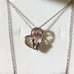 Twinkle Cat ネコが運ぶ幸せハート ダンシングストーンネックレス 2月