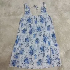 miniyu　ノースリーブ　ワンピース　花柄　ブルー