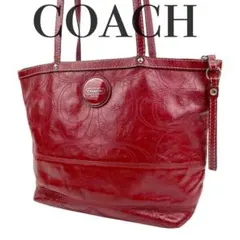 COACH コーチ　トートバッグ　レッド　F15142　シグネチャー　レザー
