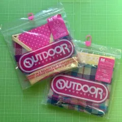 OUTDOOR PRODUCTS チェック柄ブラジャーショーツセット M 黄色