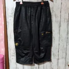 Champion ブラック カーゴ パンツ 総柄 七分丈 ゴールド刺繍 ボタン