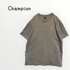 【Champion 】グレー Tシャツ メンズ　刺繍ロゴ　コットン