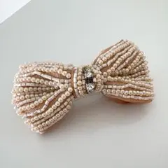 ECODECO パール ビジュー リボン バレッタ