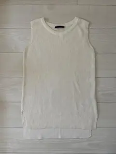 Heather アイボリー ノースリーブニット