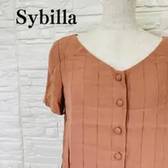 Sybilla シビラ ピンタック 半袖ブラウス 40 テラコッタ レーヨンのサムネイル