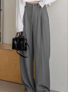 GRL センタープレスタックワイドパンツ