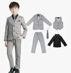 美品　フォーマルスーツ５点セット　グレー　結婚式