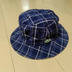 Lacoste バケットハット チェック柄 ネイビー　リバーシブル