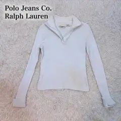 古着 ポロジーンズ ラルフローレン M ハーフジップ リブニット 90s 白のサムネイル