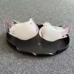 ガラス製 鳥のオブジェ 2個セット
