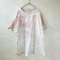 値下げOK タイダイ柄オーバーサイズTシャツ ピンク ビッグシルエット 部屋着