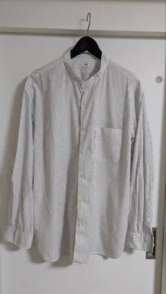 エクストラファインコットンストライプスタンドカラーシャツ（長袖）