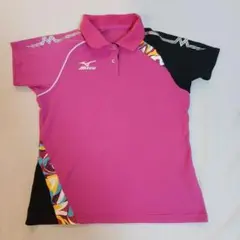 MIZUNO 卓球ウェア 半袖ポロシャツ ピンク ブラック
