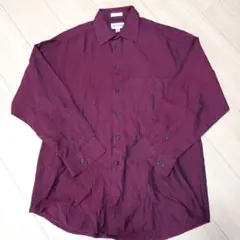 ALFANI 100%シルク 長袖シャツ バーガンディ M856番