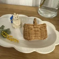 ハンドメイド ラタン カゴ ブローチ コサージュ バスケット