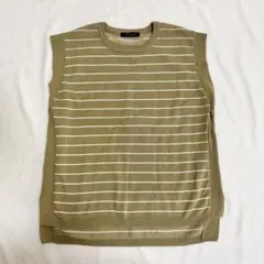 アメリカンホリック ノースリーブ ニット カーキ ボーダー