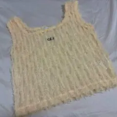 美品　人気 CEJ シャギーレース　ノースリーブ　オフホワイト