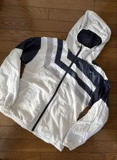 【美品】Mizuno ウィンドブレーカー レディースL ホワイト/ネイビー