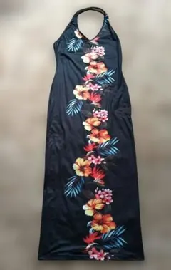 今日限定! ハワイアンムームー 黒 フラワープリント