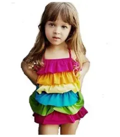 【値下げ】ベビー水着 フリル マルチカラー　80