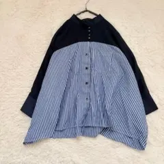 美品✨ミカーレミカーレ　ストライプシャツ　シアーブラウス　ドッキングブラウス