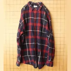 ビッグサイズ 90s J.CREWチェックシャツ ブラックネイビーXL ss91
