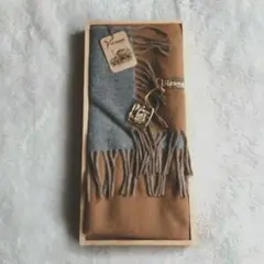 【新品】VICUNA BLEND マフラー　毛100%　ブラウンxグレー