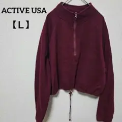 ACTIVE USA【Ｌ】 ハーフジップ トレーナー バーガンディ