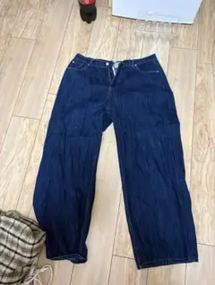 イージーワイドデニムパンツディープインディゴ (XL)