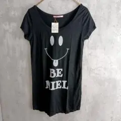 新品タグ付き【Miel Crishunant】にこちゃんフェイスプリントＴ　黒のサムネイル