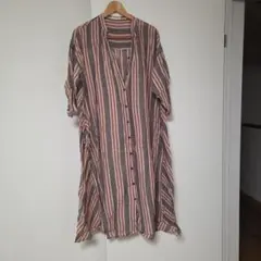 studio CLIP ストライプ ロングシャツワンピース