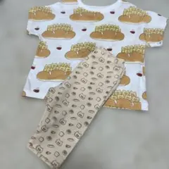 猫とパン柄ベビーパジャマセット