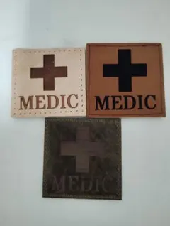 2枚セット MEDIC メディック　ヌメ革 ワッペン　ベルクロ　パッチ