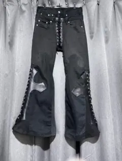 Black Leather Flare Pants Archive 00s - メルカリ
