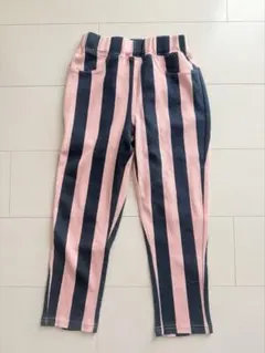 キッズ ストライプ柄ロングレギンスパンツ 120cm