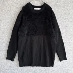 【ブルーストライブ】 シャギー 畦編み 異素材 ドッキング ニット プルオーバー