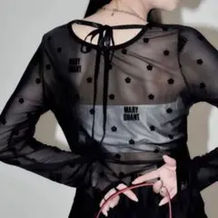 MARY QUANT×PUBLUX フロッキープリント ロゴ シアー リボン付き