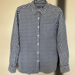 無印　ブルーギンガムチェック　コットン長袖シャツ Mサイズ